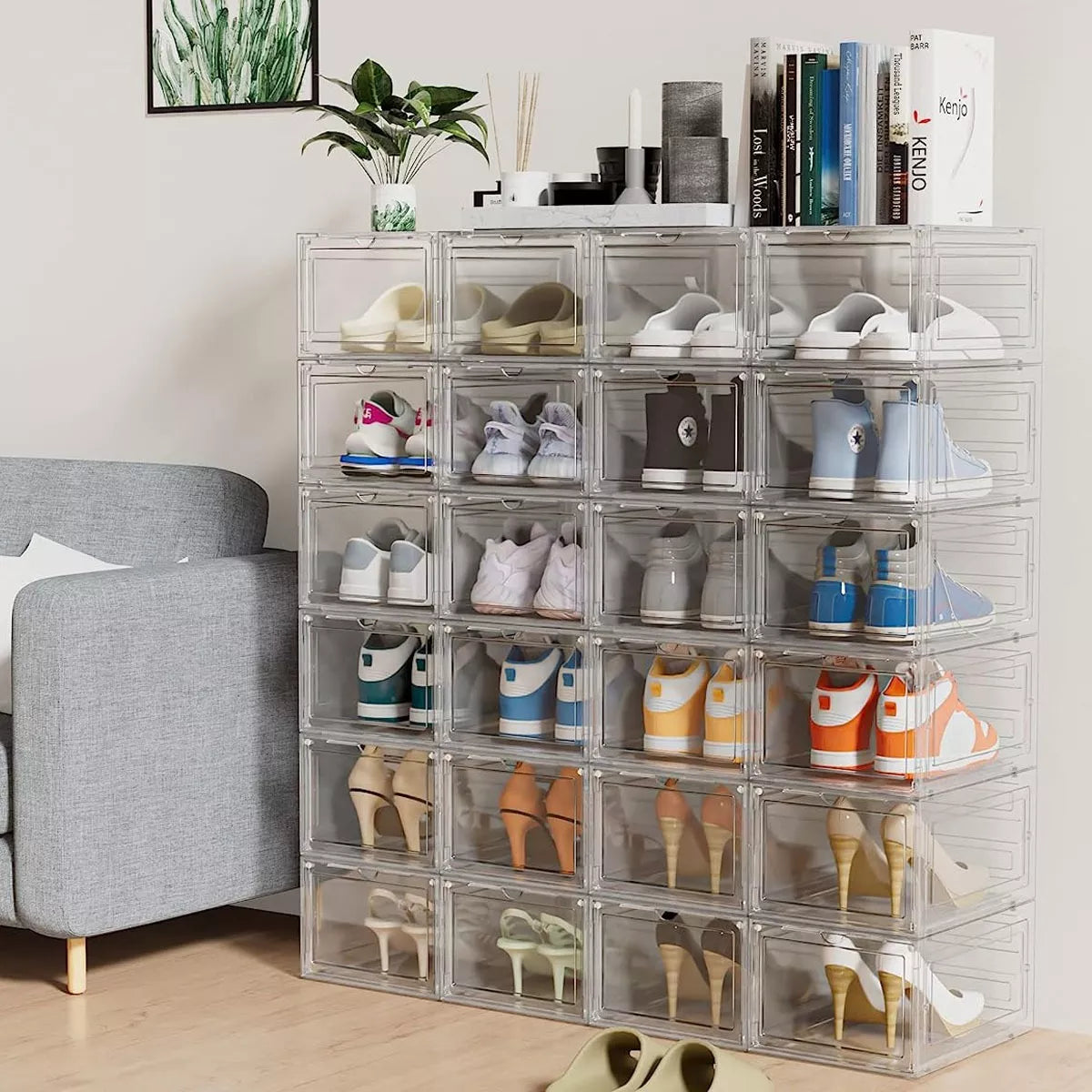 Cajas de Zapatos Apilables Organizador Transparente 10pcs