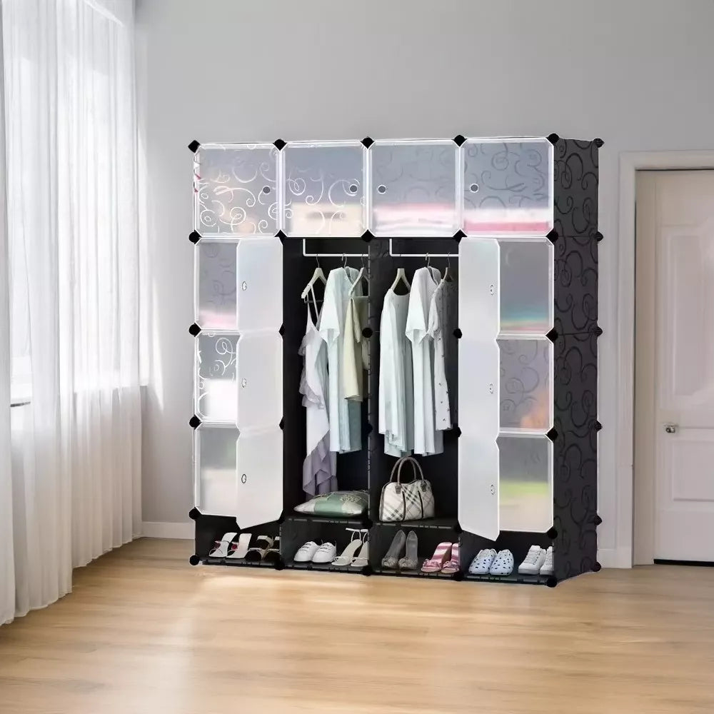 Armario Portátil Closet Con Zapatera Armable 16 Cubos