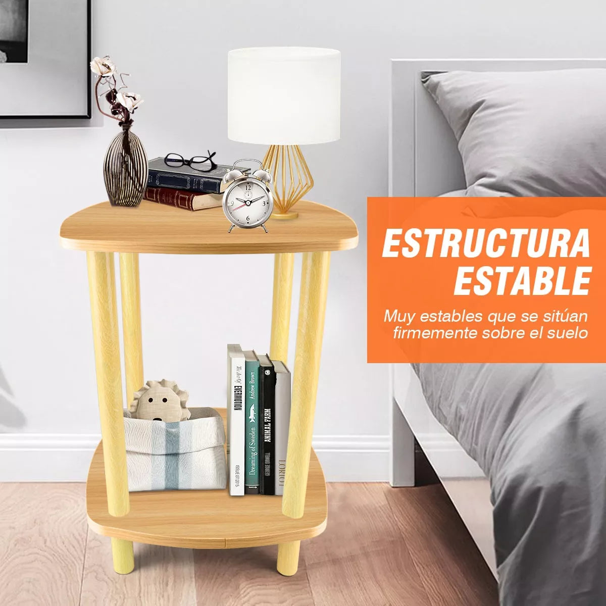 Mesa De Centro 2 Estantes Minimalista De Madera Mesa Lateral