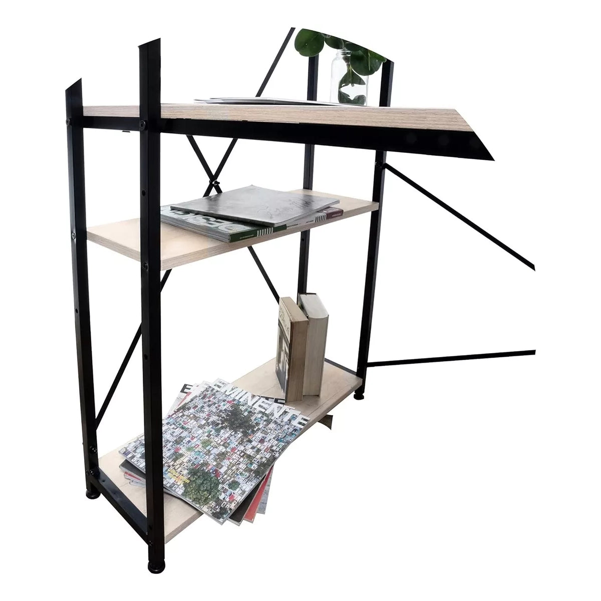 Escritorio Minimalista Moderno Con Repisas Estructura Acero