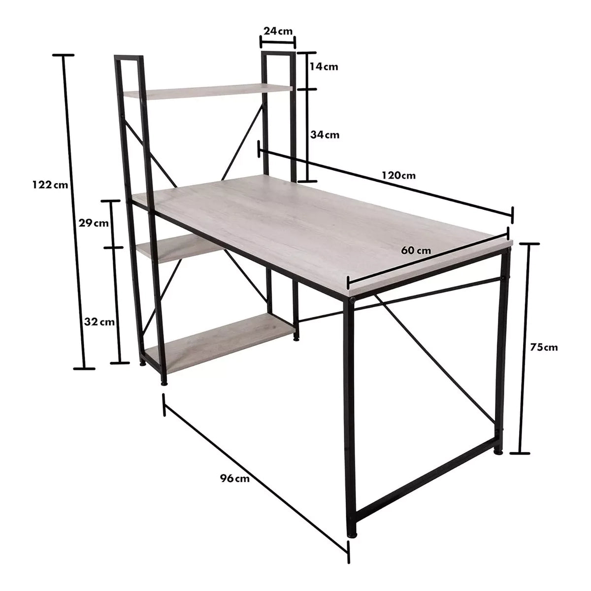 Escritorio Minimalista Moderno Con Repisas Estructura Acero