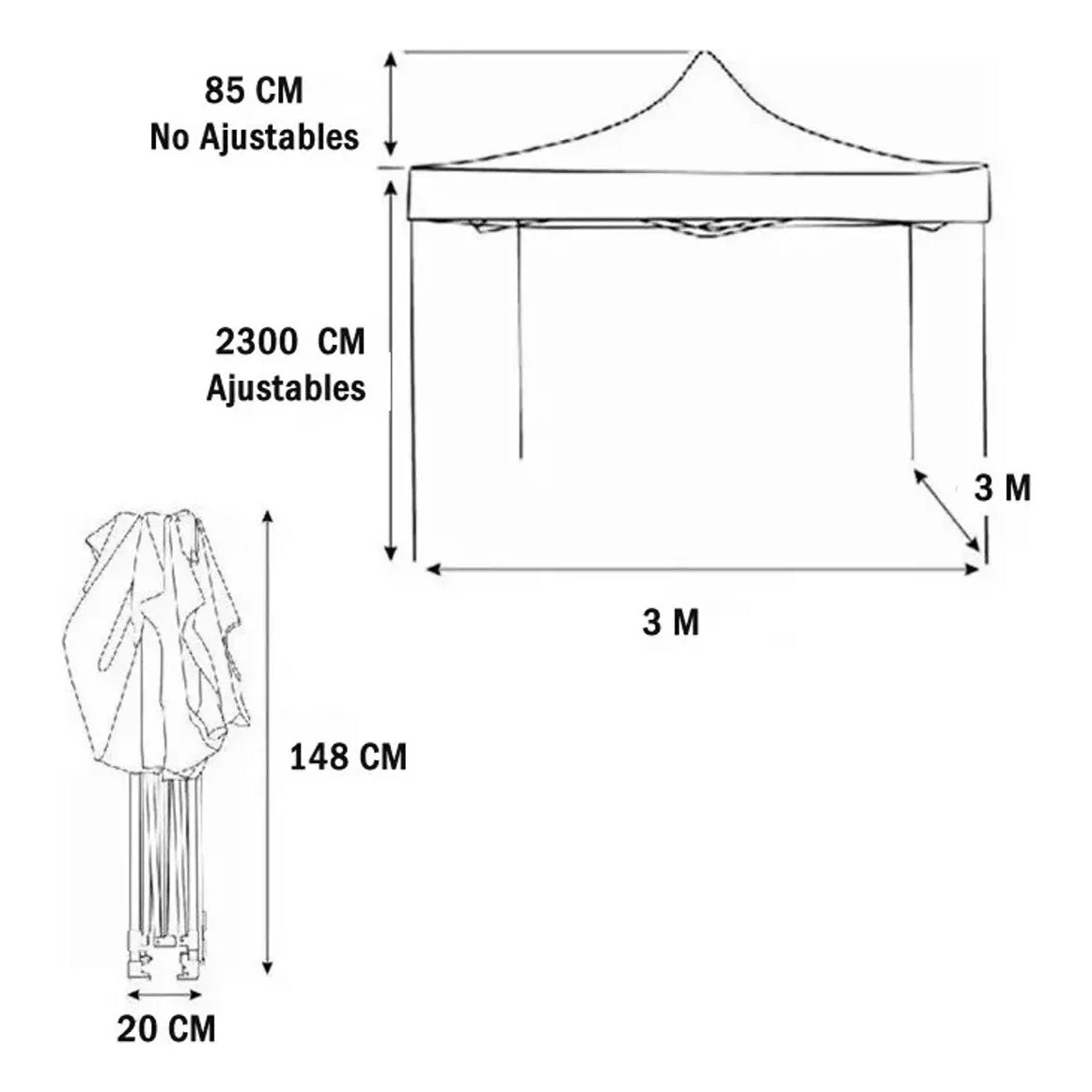 Carpa Plegable 3x3 Metros Toldo Impermeable