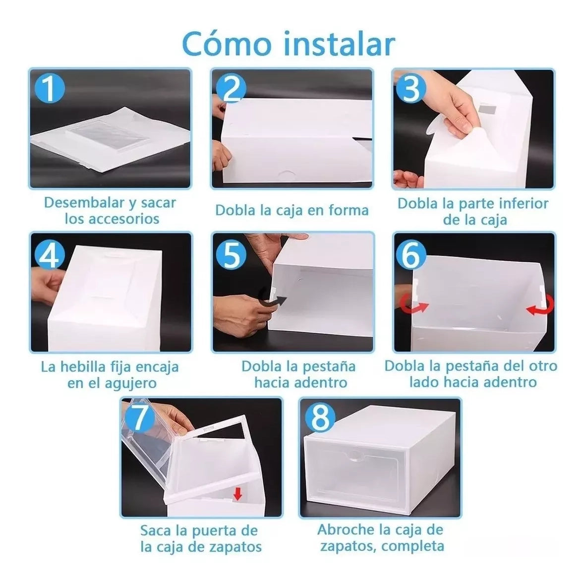 6 Cajas De Zapatos Apilables Tenis Zapatera Practiksa Color Blanco
