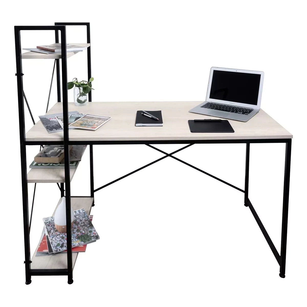 Escritorio Minimalista Moderno Con Repisas Estructura Acero