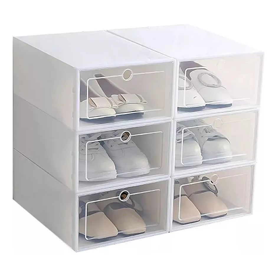6 Cajas De Zapatos Apilables Tenis Zapatera Practiksa Color Blanco