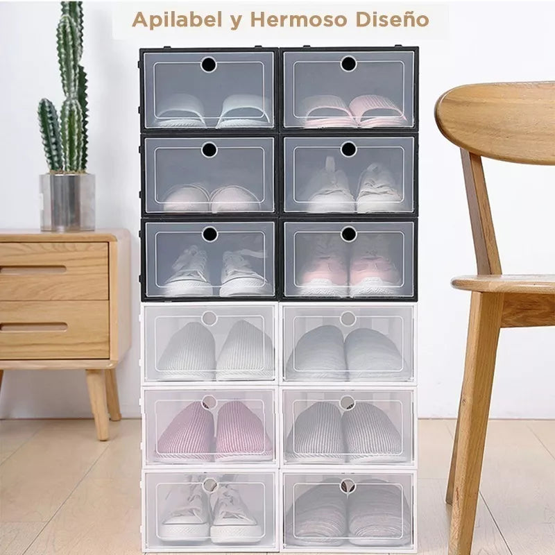 12 Cajas De Zapatos Apilables Tenis Zapatera Practiksa