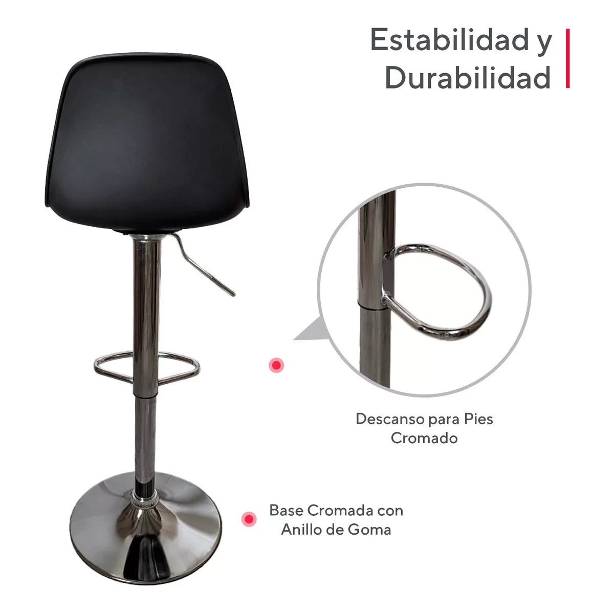 Set De 2 Bancos Altos Con Respaldo Barra Desayunador Cocina Color Negro