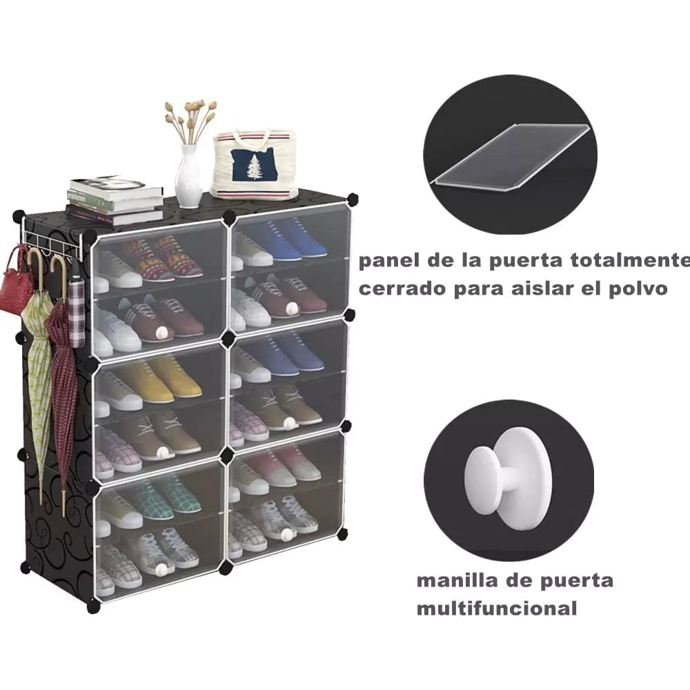 Zapatera Organizador Apilable 24 Pares Anti Polvo Con Puerta