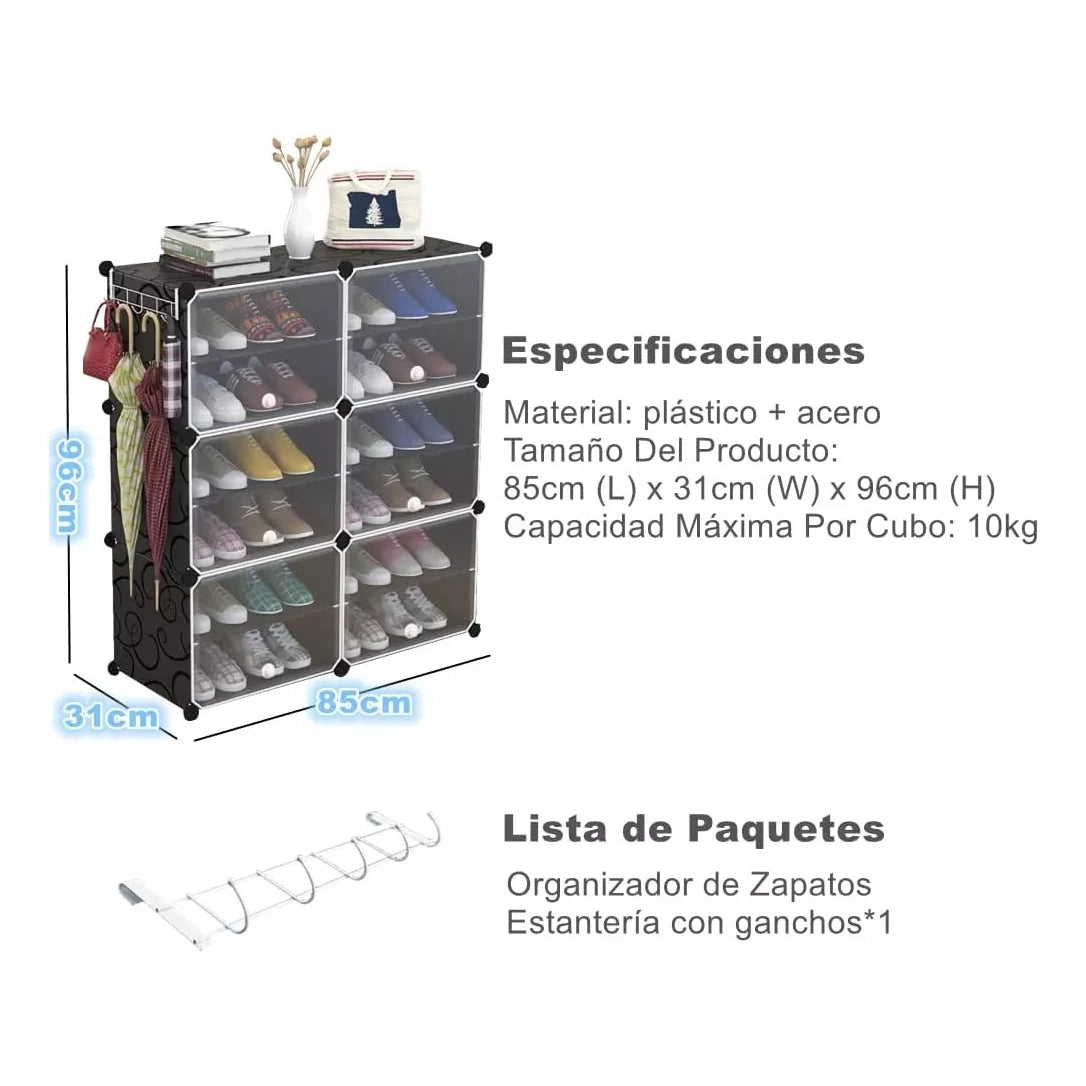 Zapatera Organizador Apilable 24 Pares Anti Polvo Con Puerta
