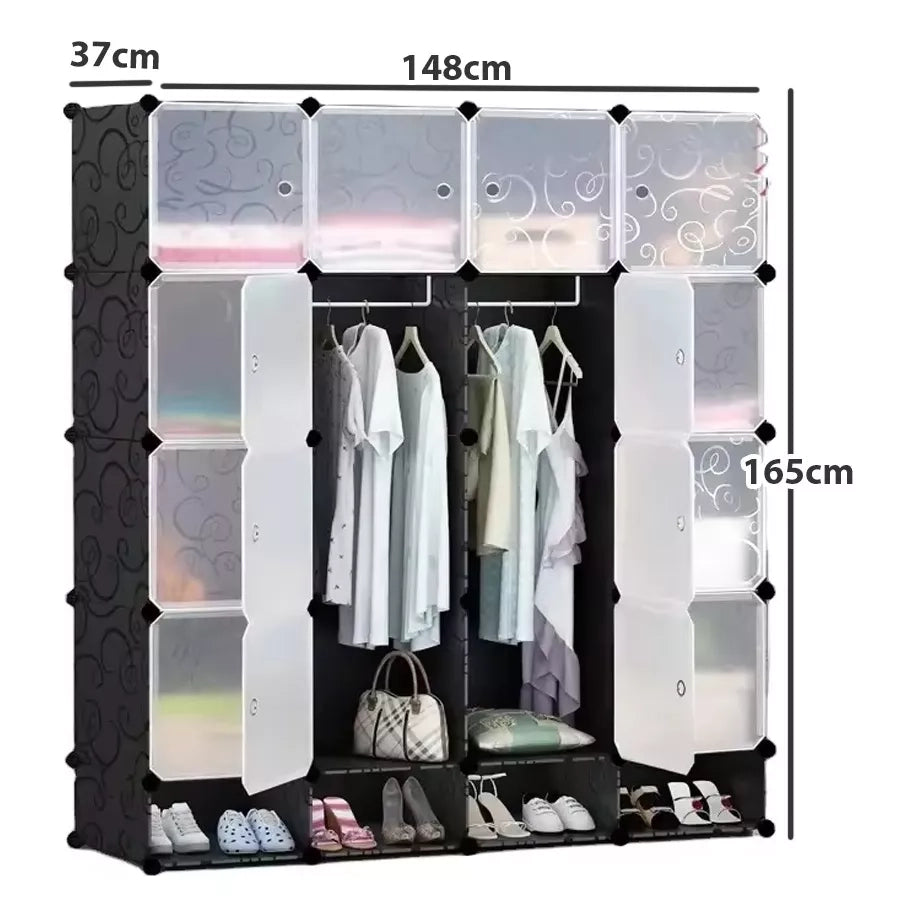 Armario Portátil Closet Con Zapatera Armable 16 Cubos