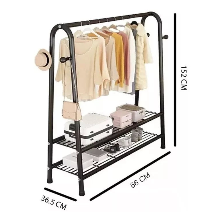 Perchero Ropa Rack Metálico 2 Niveles Closet Reforzado 66 Cm