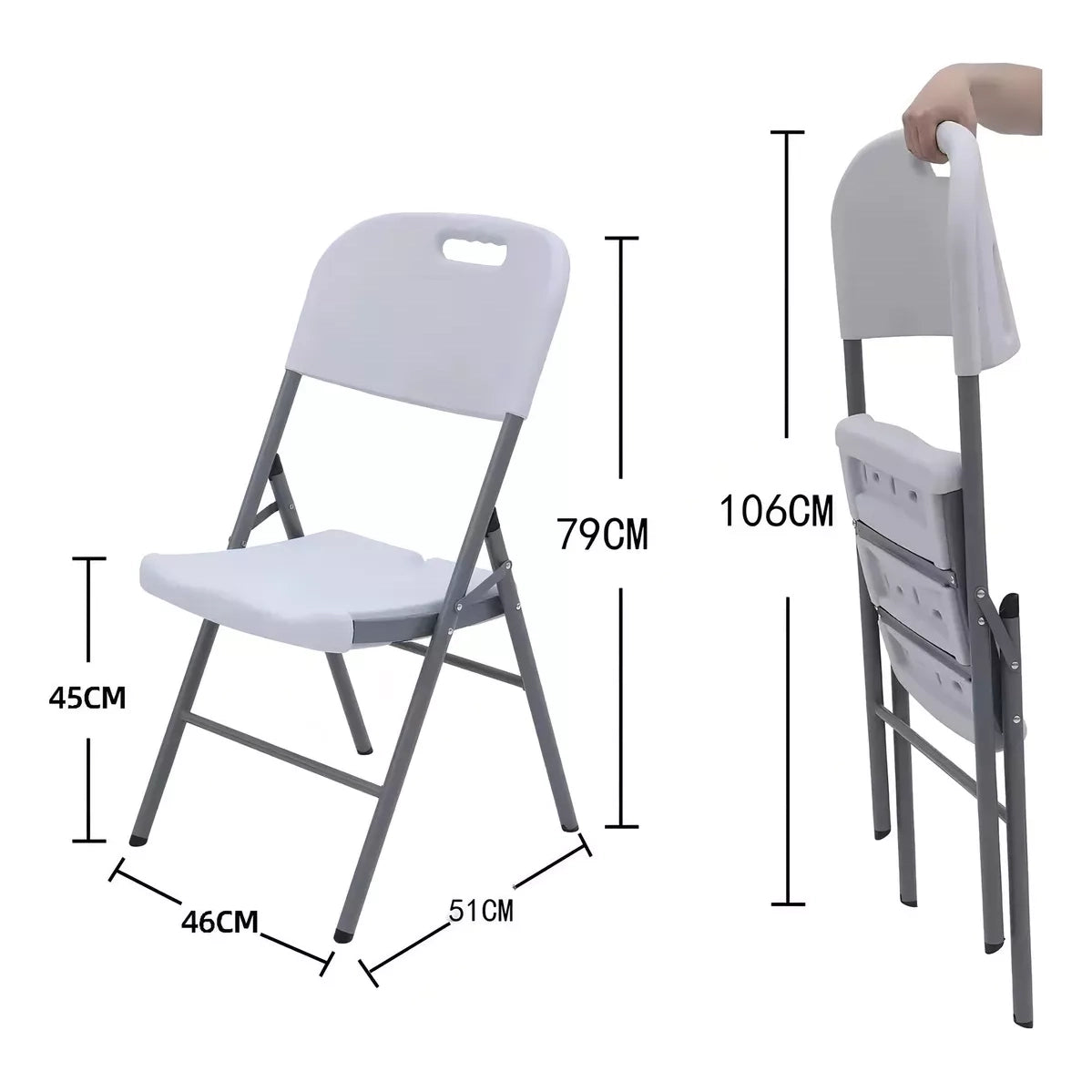 Silla Plegable Plástico Reforzado Eventos Fiestas 10 piezas