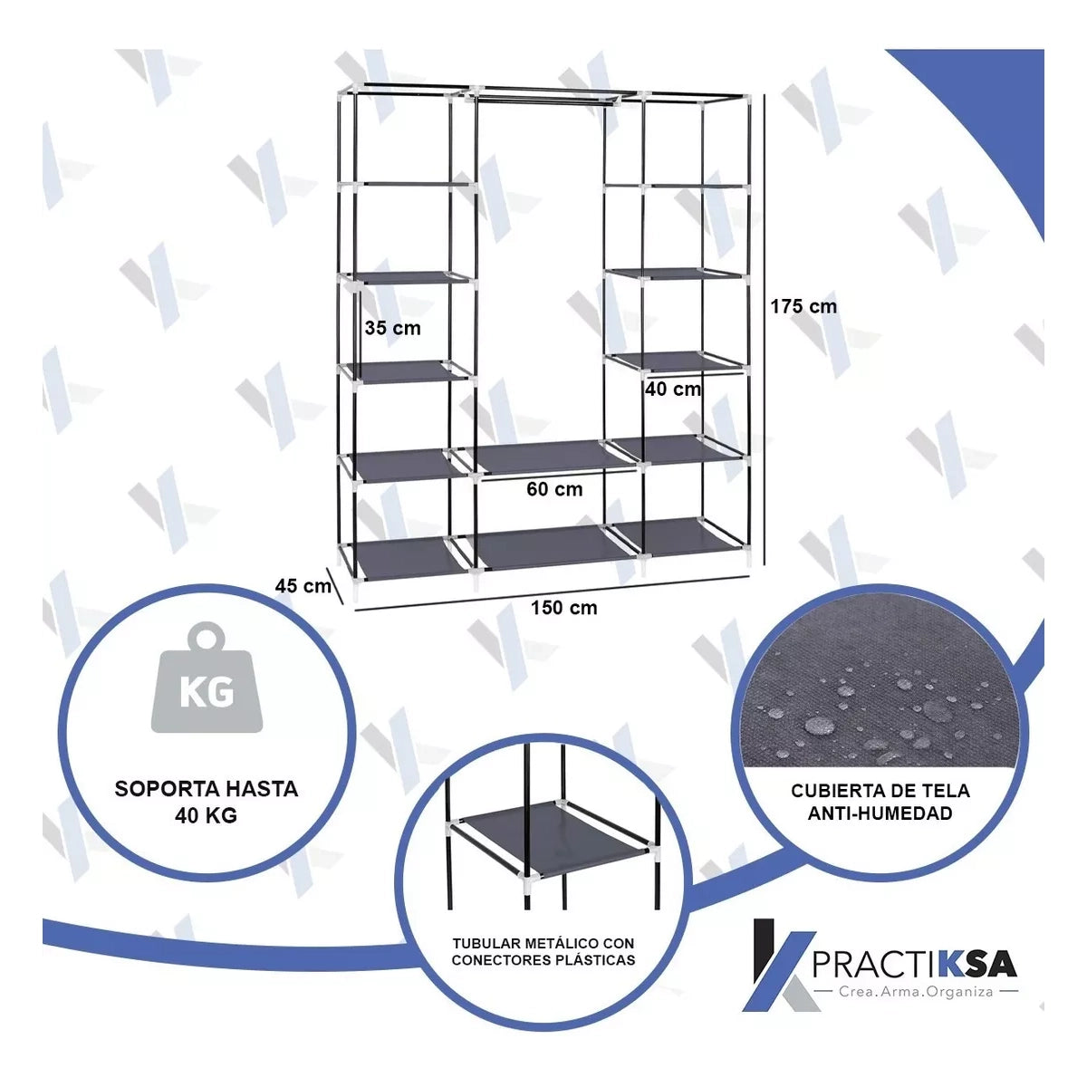 Ropero Rack Closet Armable Guarda Ropa Recamara Organizacion