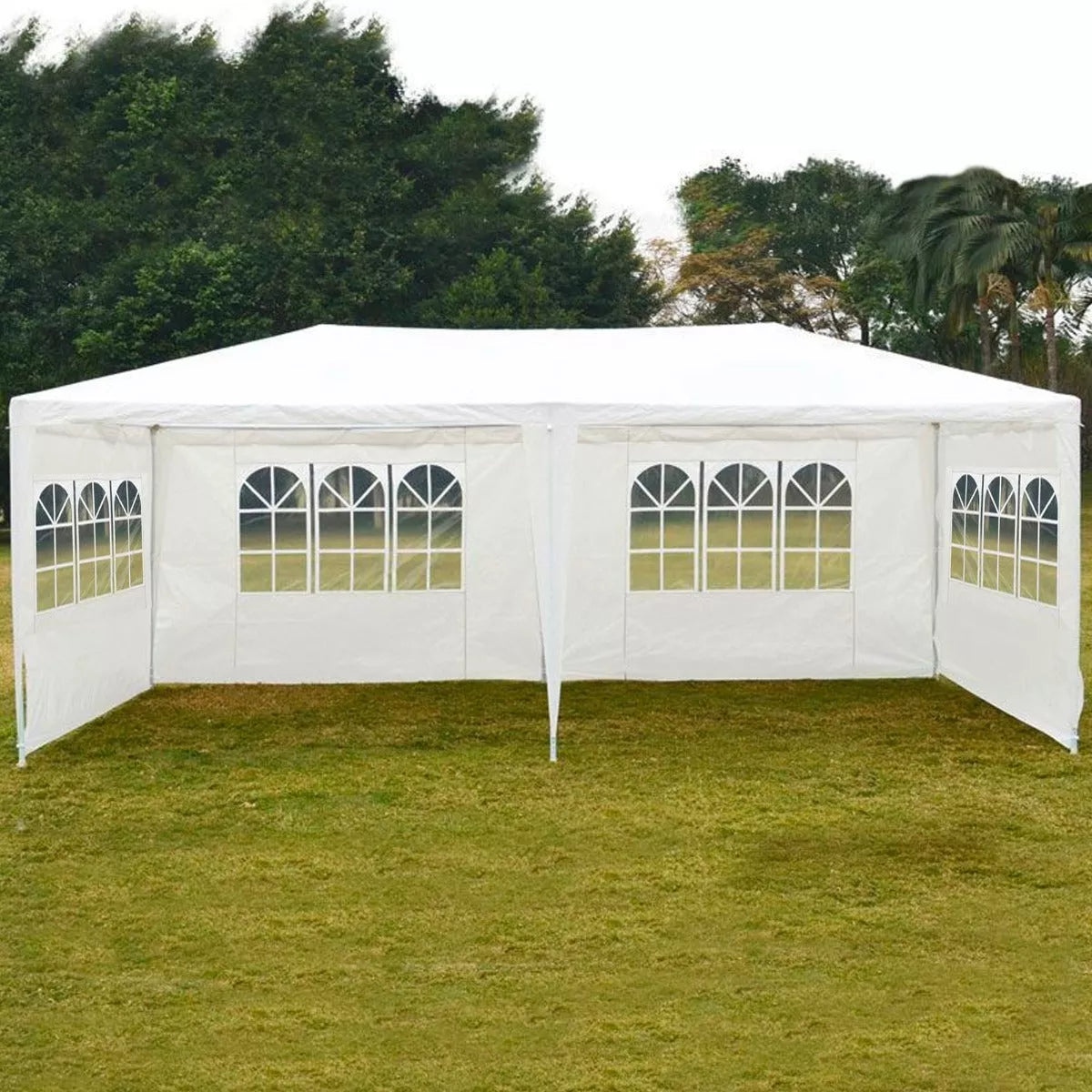 Toldo Reforzado 9x3 Carpa Ventanas Lona Impermeable Blanco