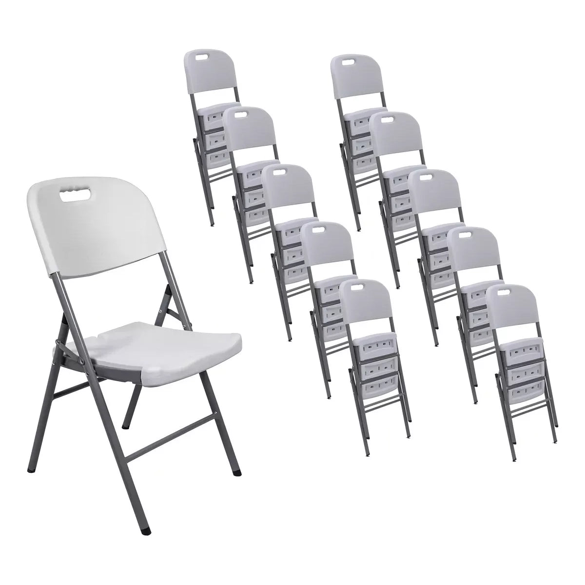 Silla Plegable Plástico Reforzado Eventos Fiestas 10 piezas