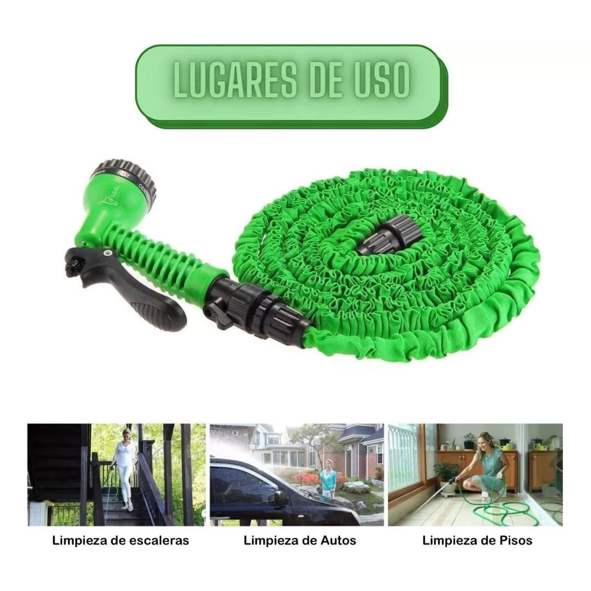Manguera Expandible Jardin Pistola Aspersor Retractil 30 M