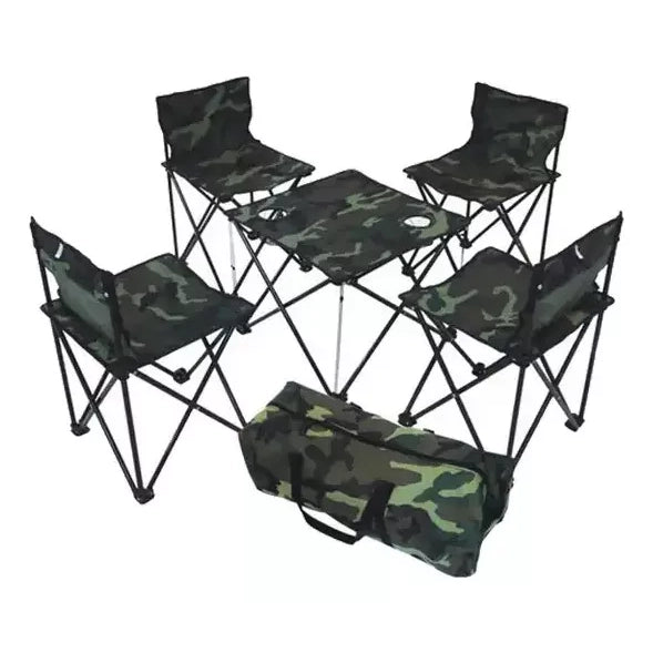 Camping mesa de campamento con sillas camuflado