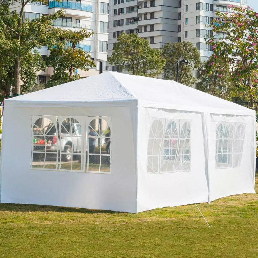Toldo Reforzado 9x3 Carpa Ventanas Lona Impermeable Blanco
