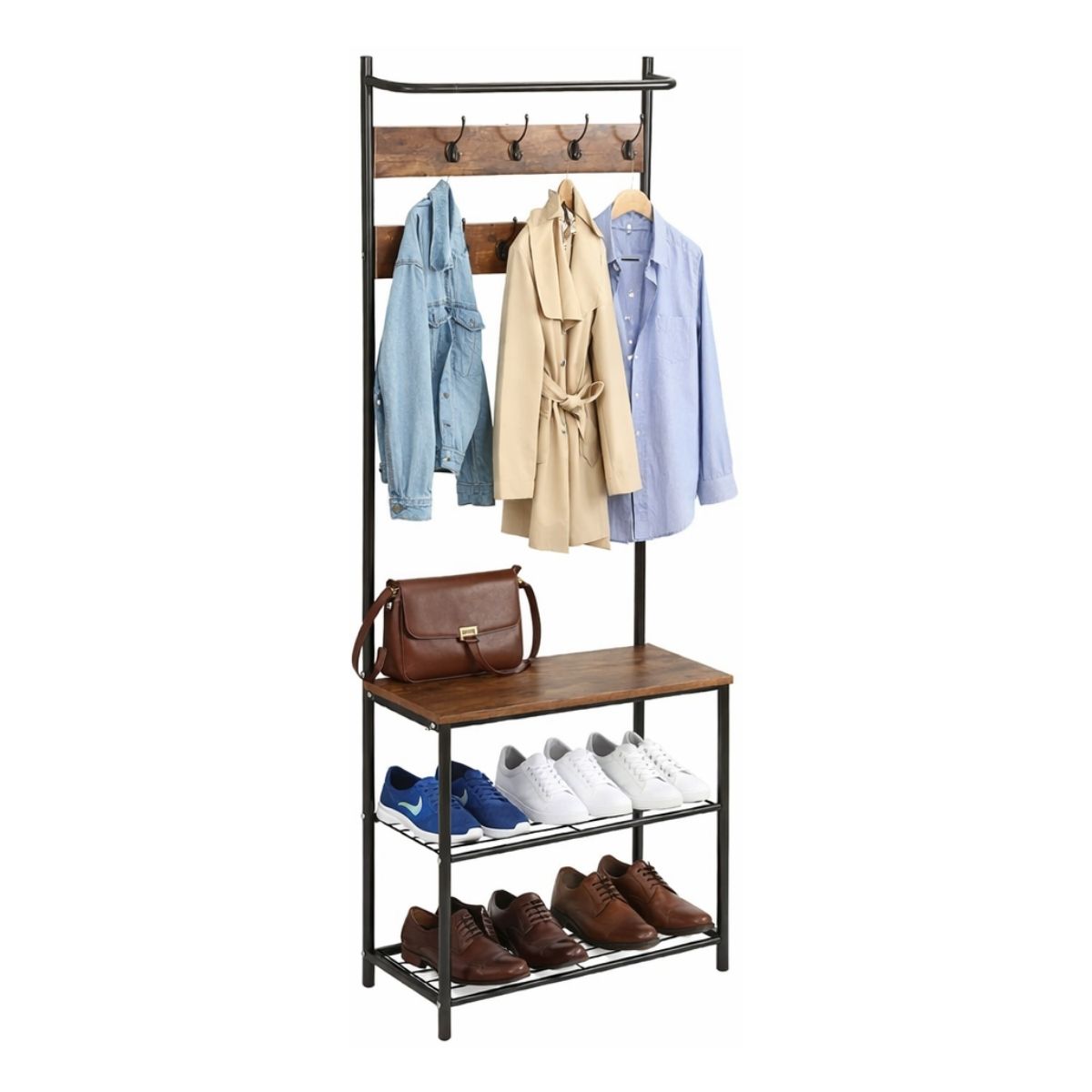 ORGANIZADOR MUEBLE ZAPATERA CON PERCHERO DE METAL