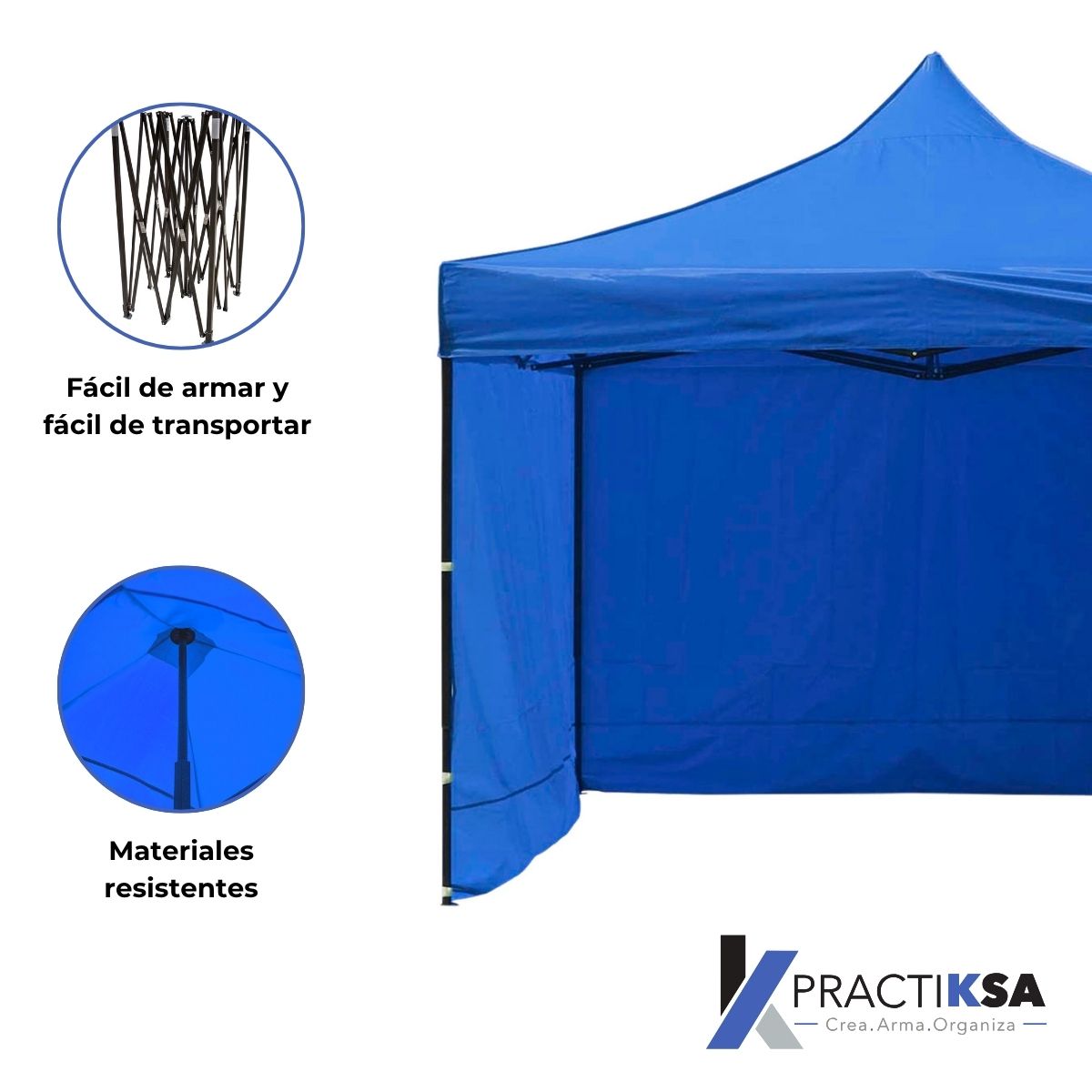 CARPA TOLDO 2.5X2.5 REFORZADO PLEGABLE CON PAREDES