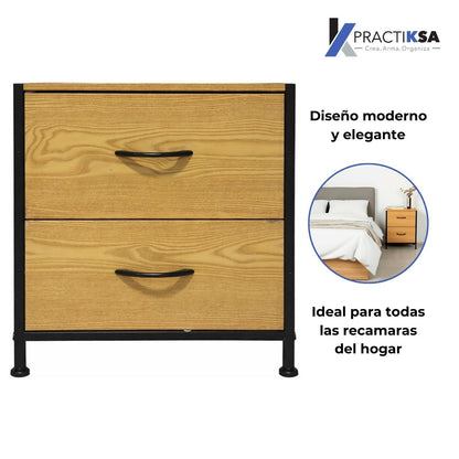 Buro Recamara Mesa De Noche Mdf Con Cajones Practiksa Liso Madera