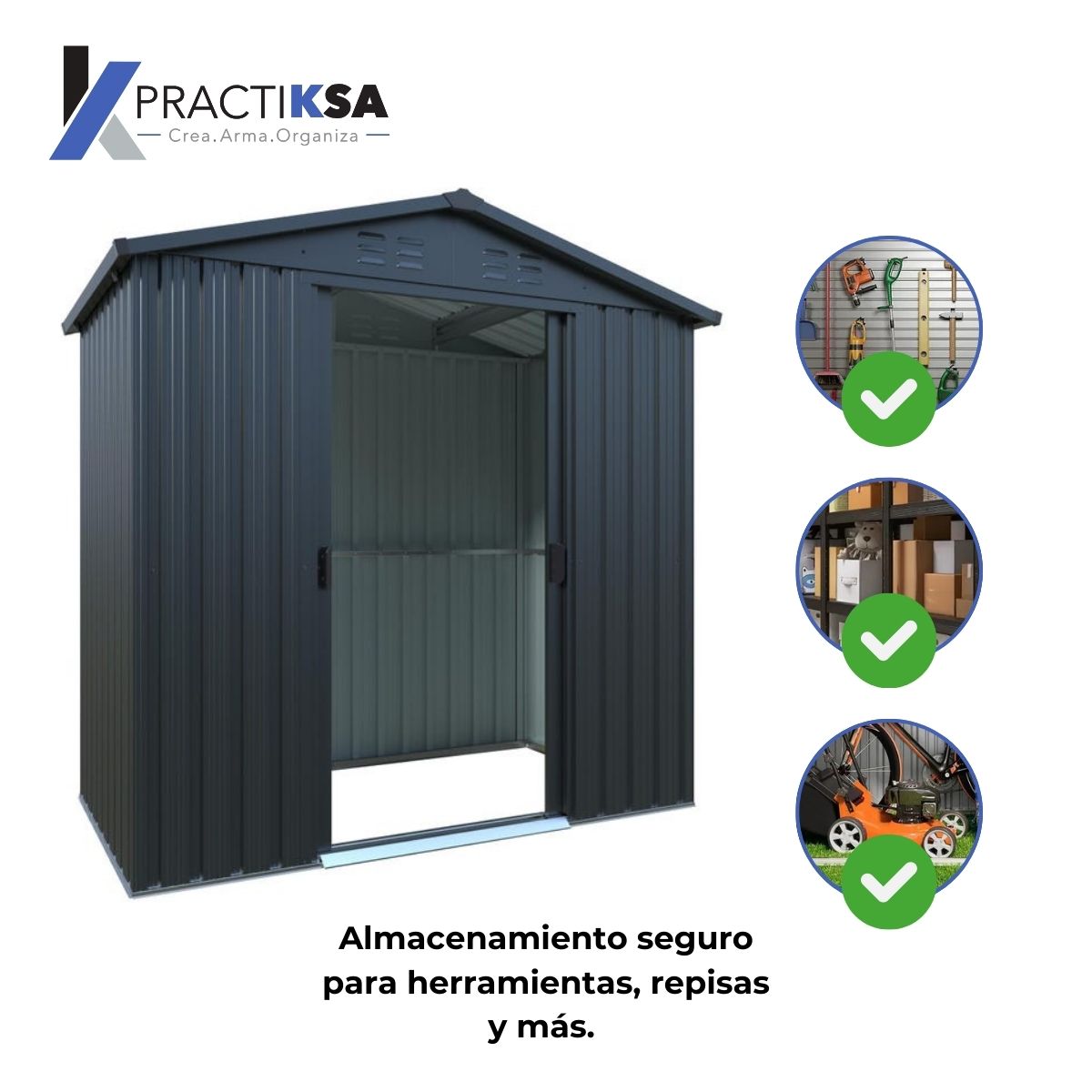 Cobertizo Exterior Jardín Bodega Casa Almacenamiento 213 Cm Gris