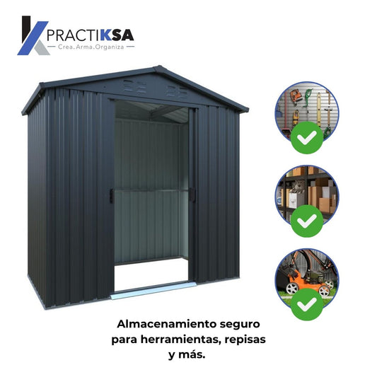 Cobertizo Exterior Jardín Bodega Casa Almacenamiento 213 Cm Gris