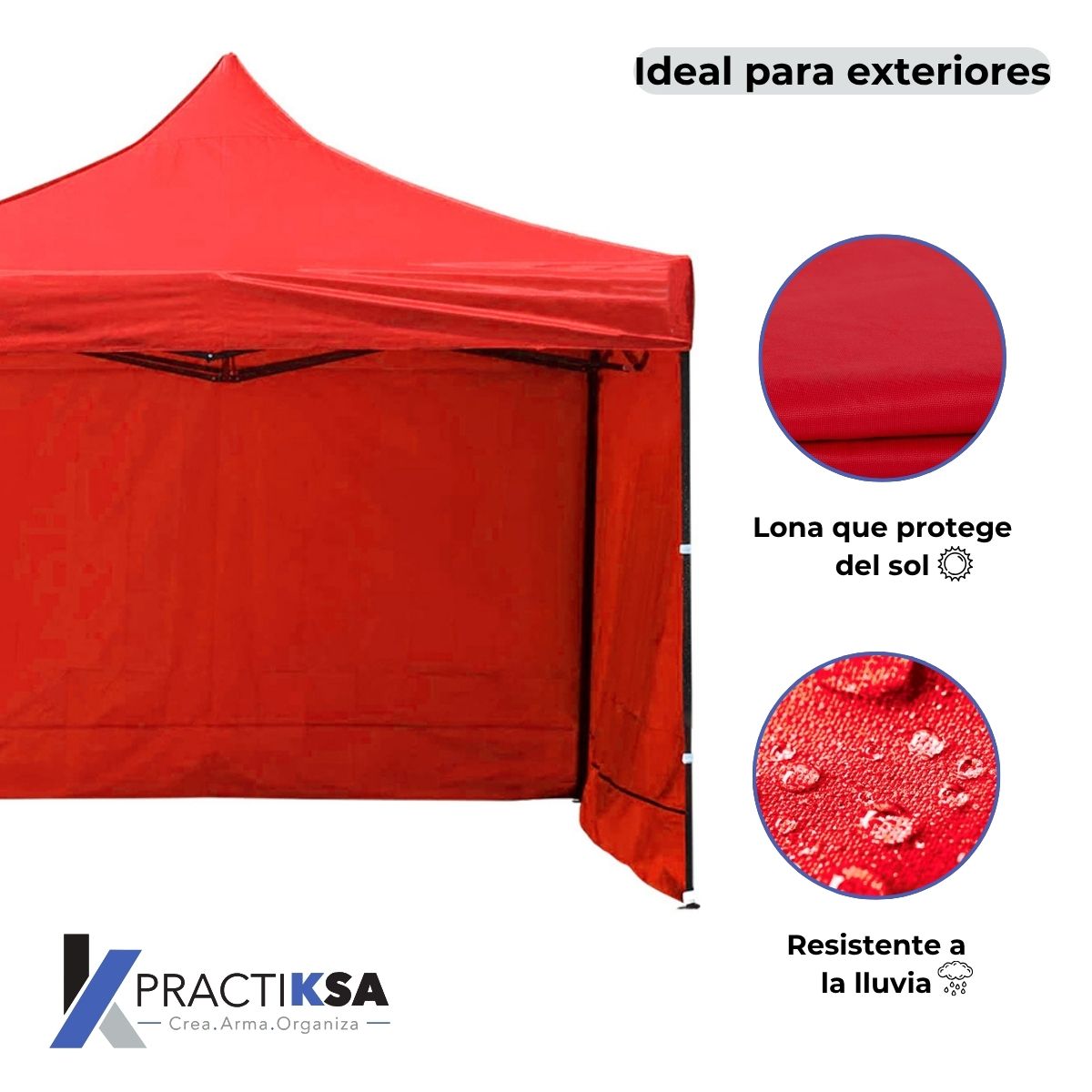 CARPA TOLDO 2.5X2.5 REFORZADO PLEGABLE CON PAREDES