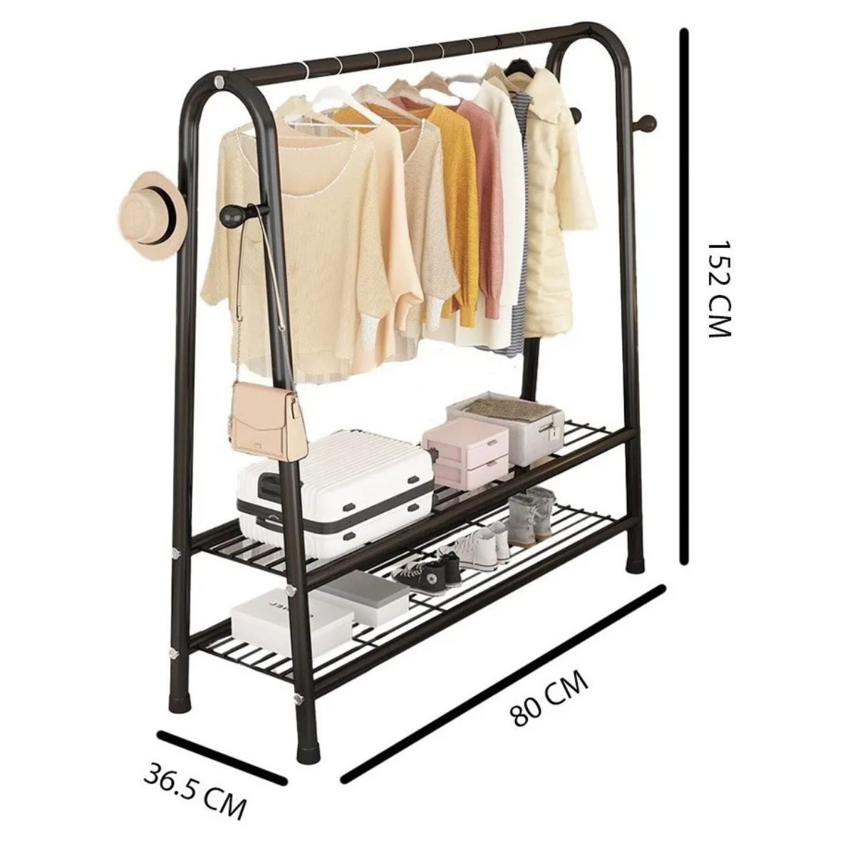 PERCHERO ROPA RACK METÁLICO 2 NIVELES CLOSET REFORZADO