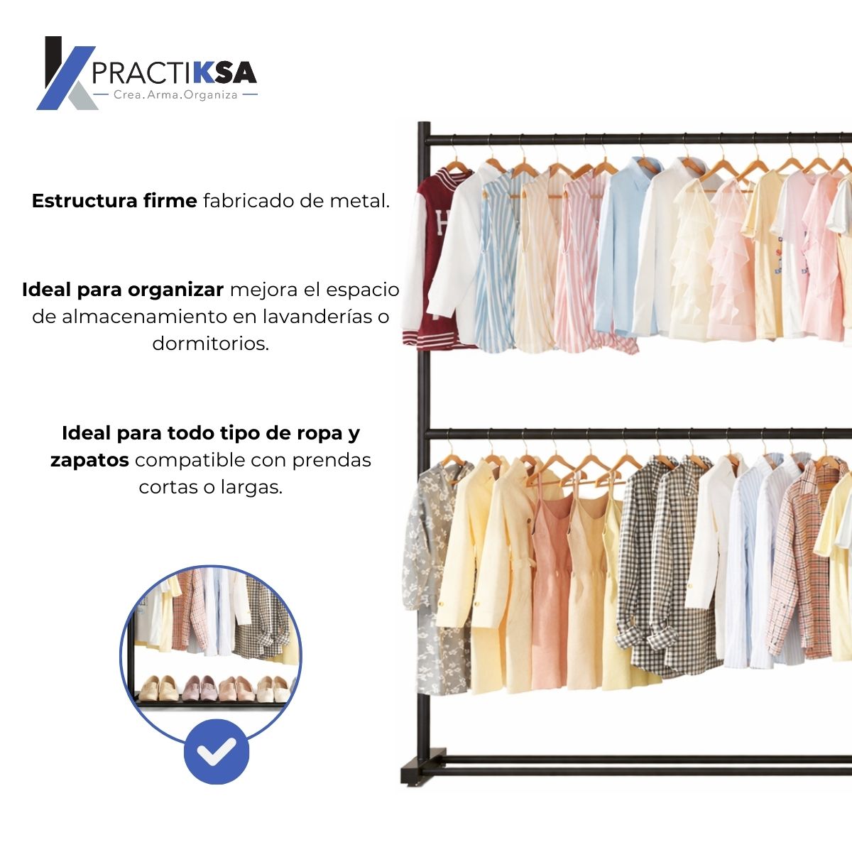 RACK PERCHERO DOBLE NIVEL ORGANIZADOR ROPA