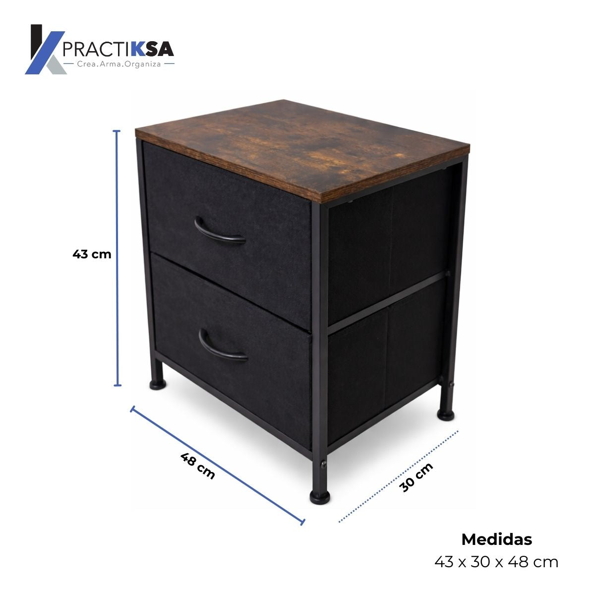 Buro Recamara Mesa De Noche Mdf Con Cajones Practiksa Liso Madera