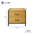 Buro Recamara Mesa De Noche Mdf Con Cajones Practiksa Liso Madera