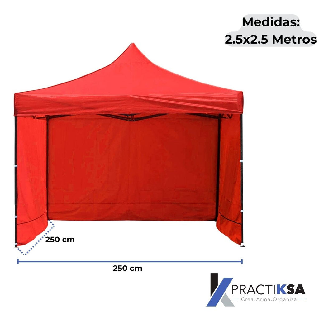 CARPA TOLDO 2.5X2.5 REFORZADO PLEGABLE CON PAREDES