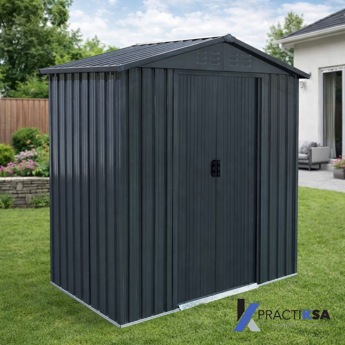 Cobertizo Exterior Jardín Bodega Casa Almacenamiento 213 Cm Gris