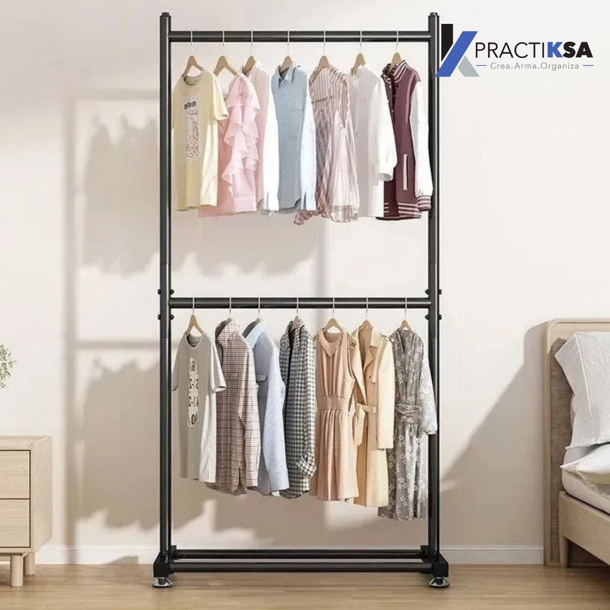 RACK PERCHERO DOBLE NIVEL ORGANIZADOR ROPA