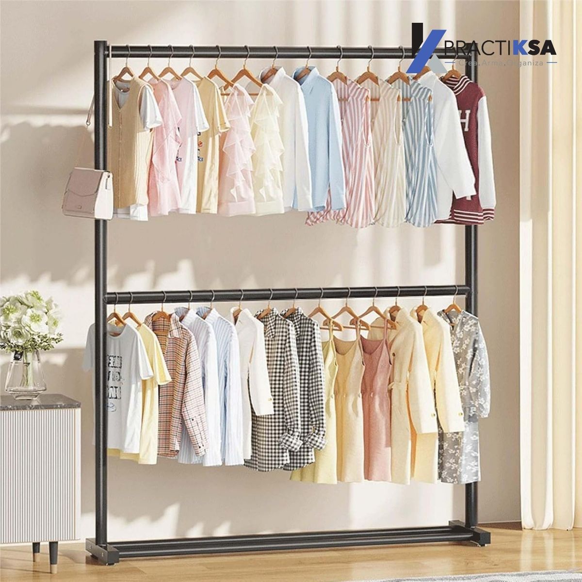 RACK PERCHERO DOBLE NIVEL ORGANIZADOR ROPA