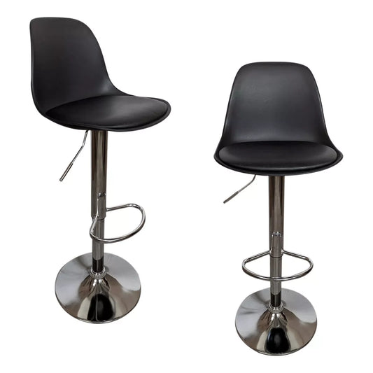 Set De 2 Bancos Altos Con Respaldo Barra Desayunador Cocina Color Negro