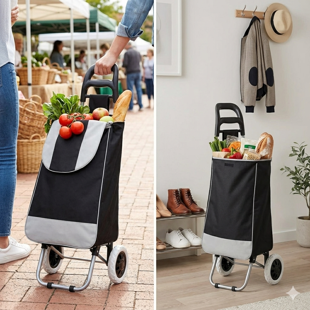 CARRITO PARA MANDADO PLEGABLE BOLSO COMPRAS RUEDAS