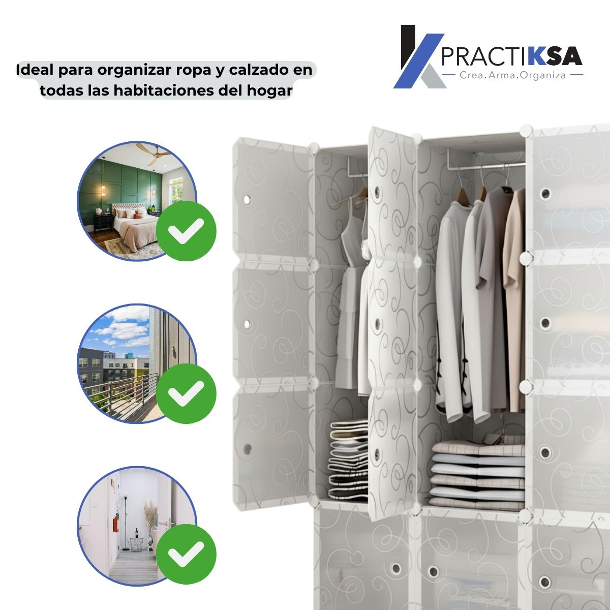 ORGNIZADOR ARMARIO PLASTICO ROPA 12 CUBOS