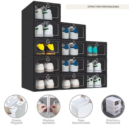 12 Cajas De Zapatos Apilables Tenis Zapatera Practiksa