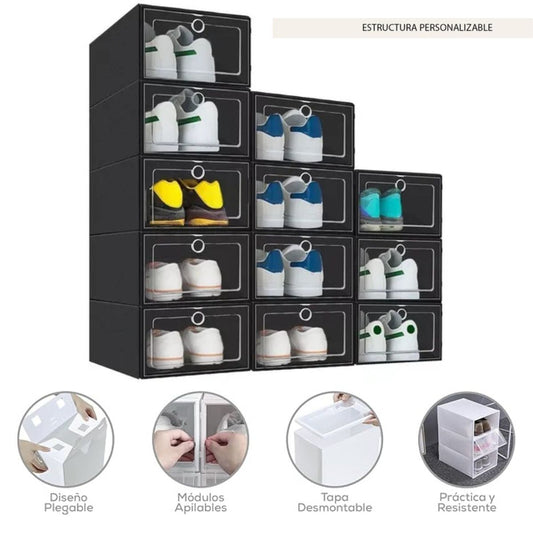 12 Cajas De Zapatos Apilables Tenis Zapatera Practiksa