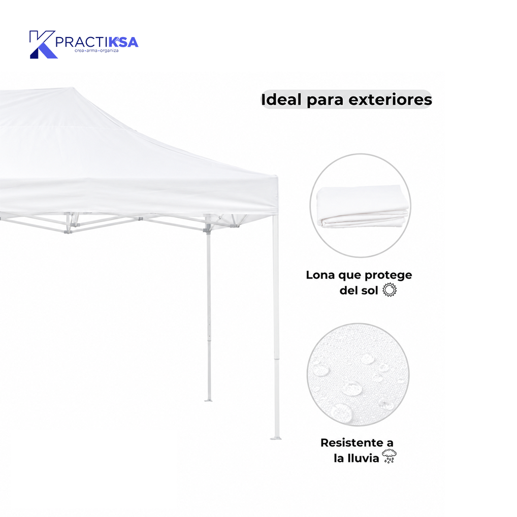 CARPA 3X6 METROS TOLDO IMPERMEABLE LONA JARDÍN PLEGABLE