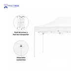 CARPA 3X6 METROS TOLDO IMPERMEABLE LONA JARDÍN PLEGABLE