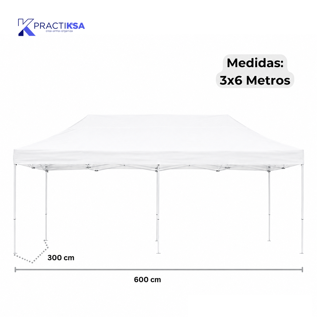 CARPA 3X6 METROS TOLDO IMPERMEABLE LONA JARDÍN PLEGABLE
