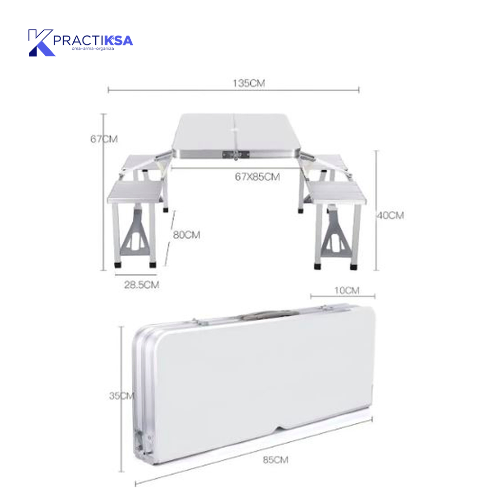 MESA PLEGABLE PICNIC PORTÁTIL 4 SILLAS