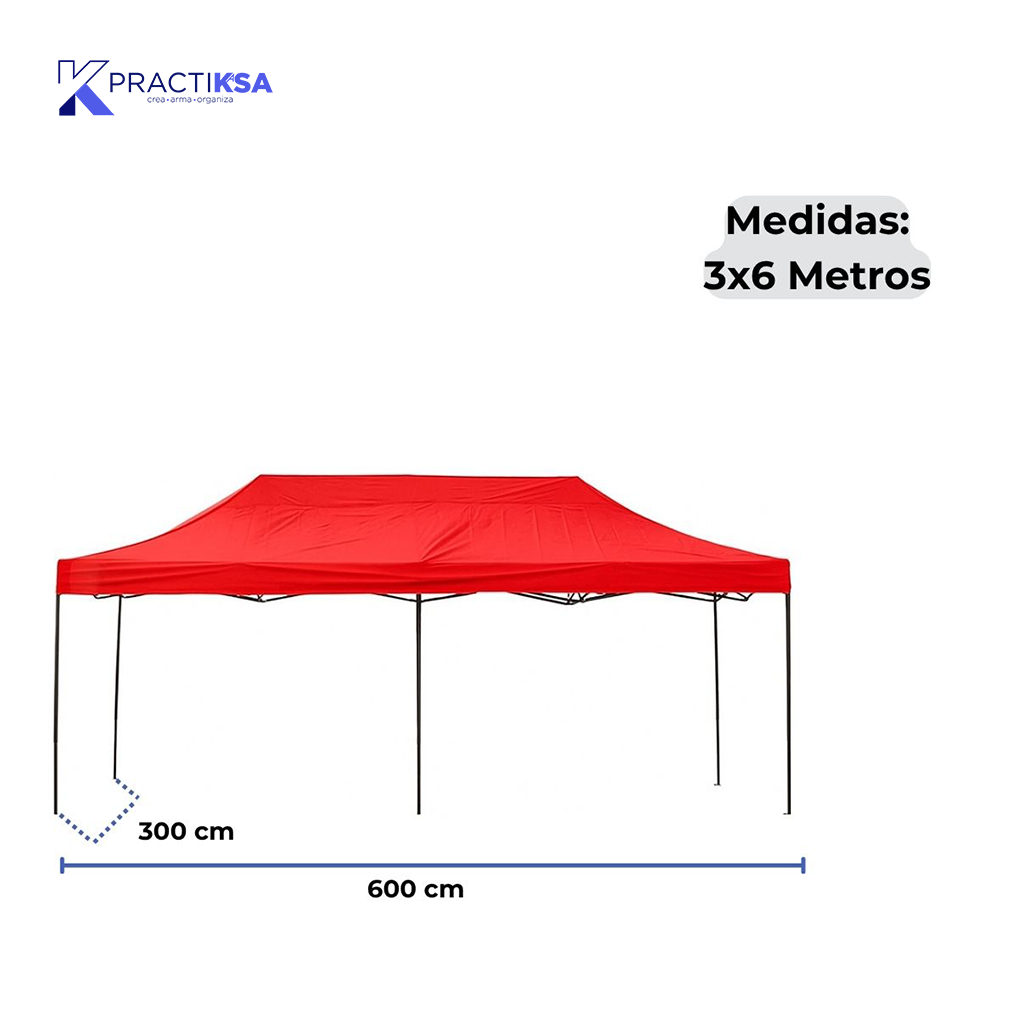 CARPA 3X6 METROS TOLDO IMPERMEABLE LONA JARDÍN PLEGABLE