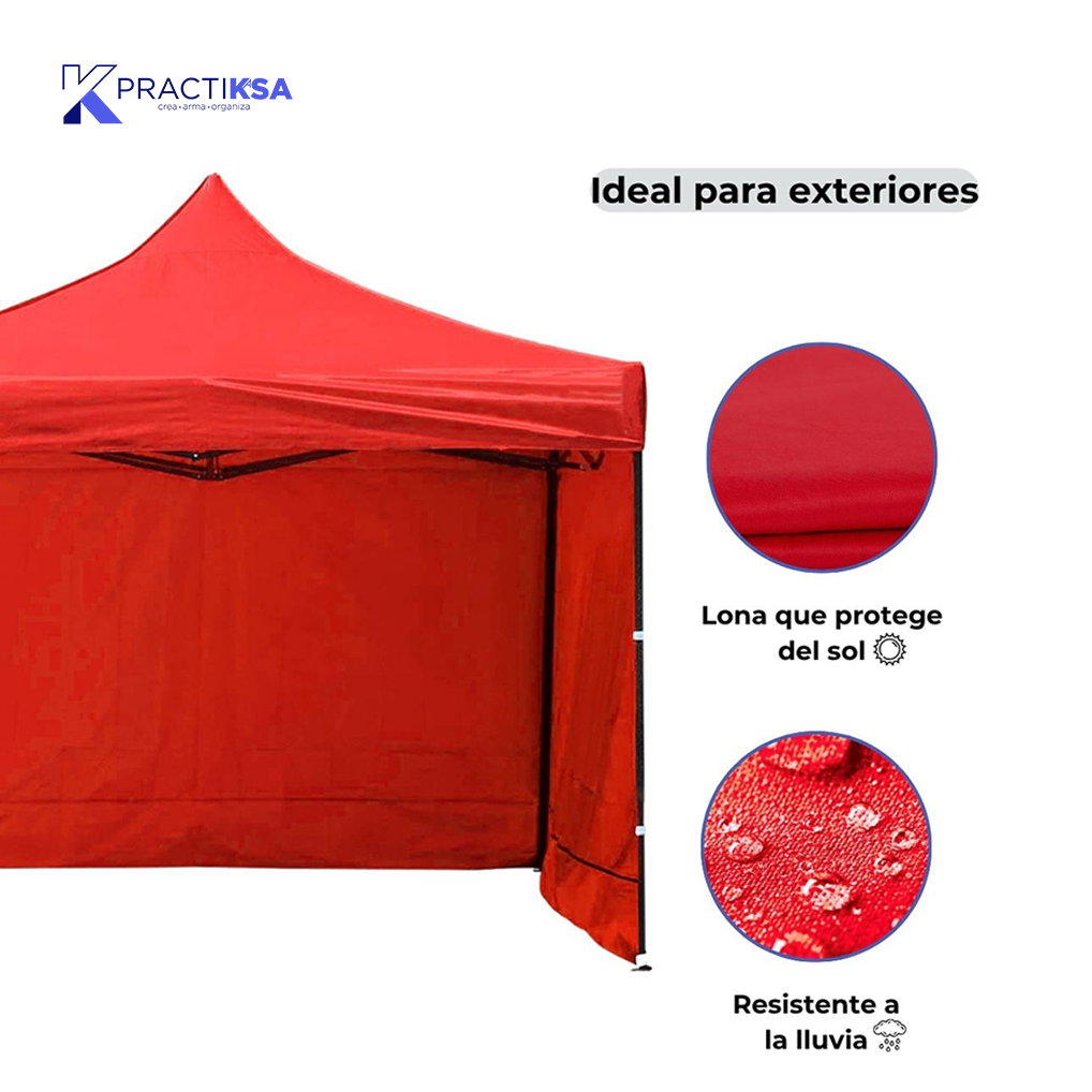 CARPA TOLDO 2.5X2.5 REFORZADO PLEGABLE CON PAREDES