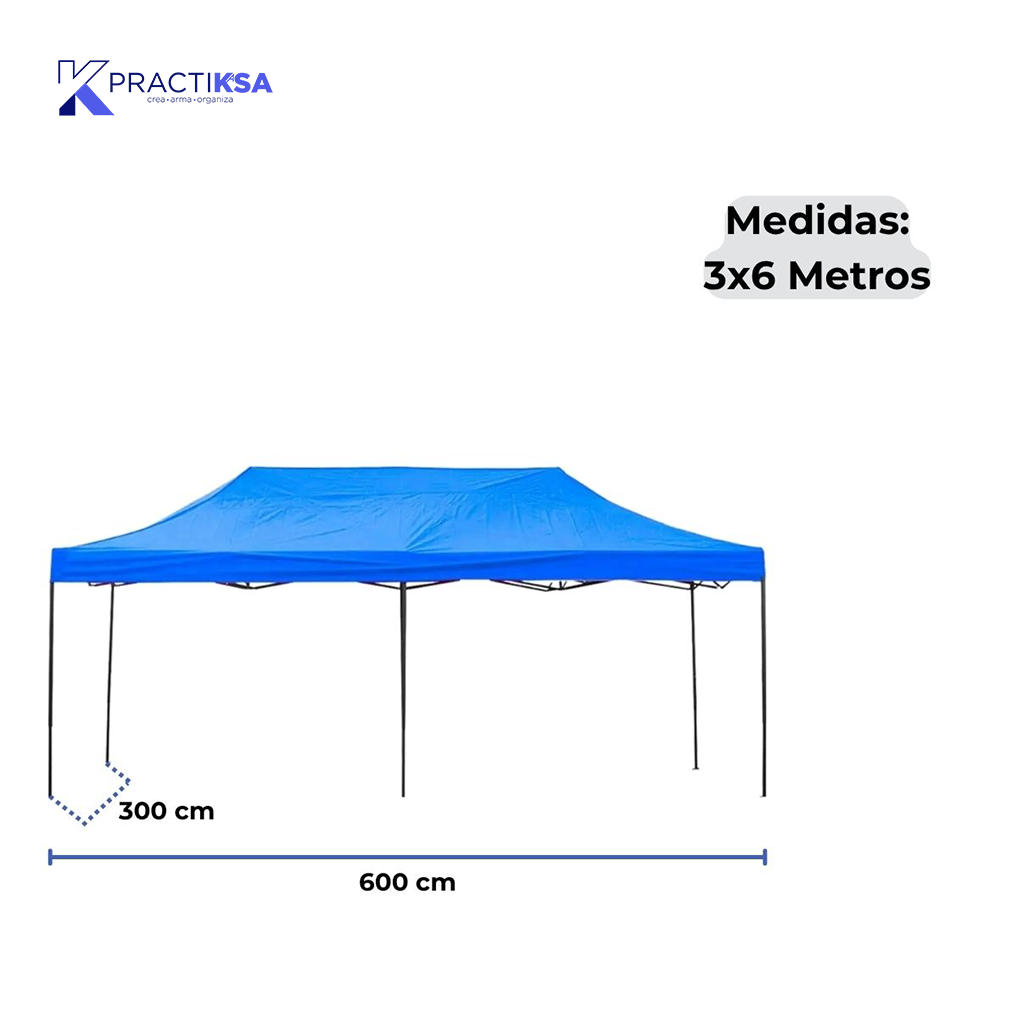 CARPA 3X6 METROS TOLDO IMPERMEABLE LONA JARDÍN PLEGABLE