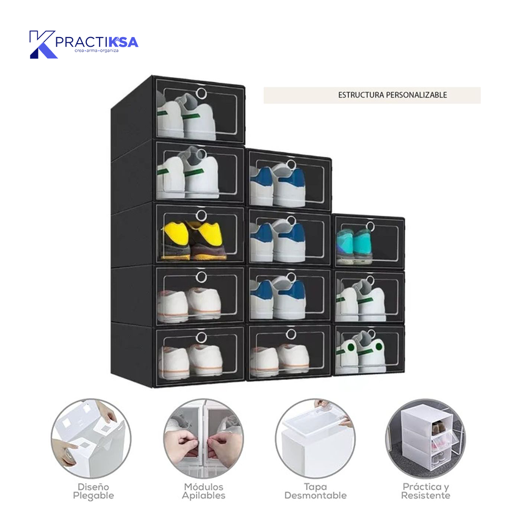 12 CAJAS DE ZAPATOS APILABLES TENIS ZAPATERA